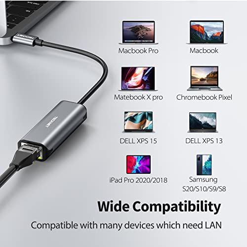 TECKNET USB-C Ethernet Adapter for MacBook/iPad/PC