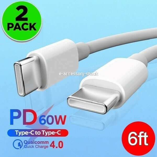 6FT USB-C to USB-C Fast Charge Cable (2 Pack)