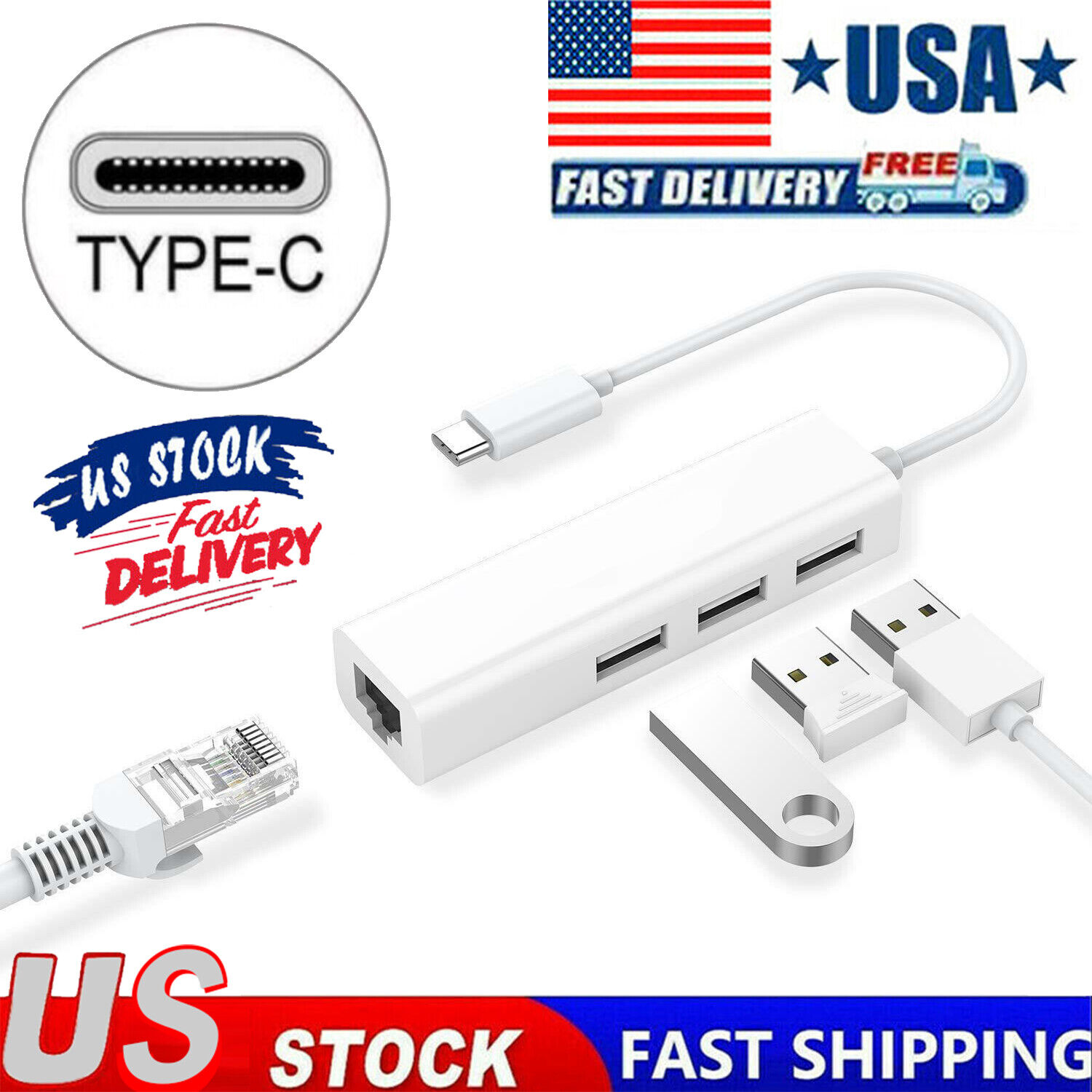 USB-C Ethernet Adapter Hub for PC