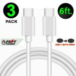 3-Pack 6FT Type-C Rapid Charging Cable