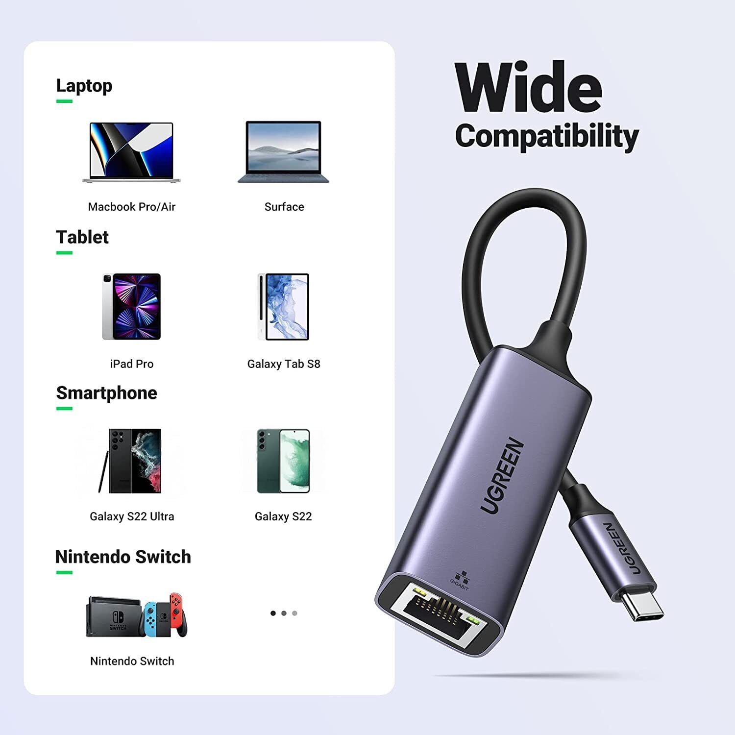 UGREEN Ethernet Adapter USB-C to RJ45