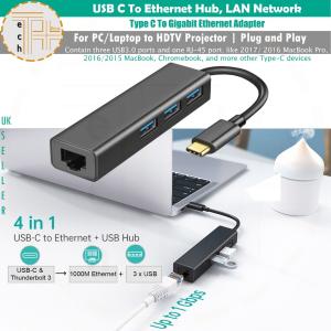 USB-C Ethernet and USB Hub Adapter