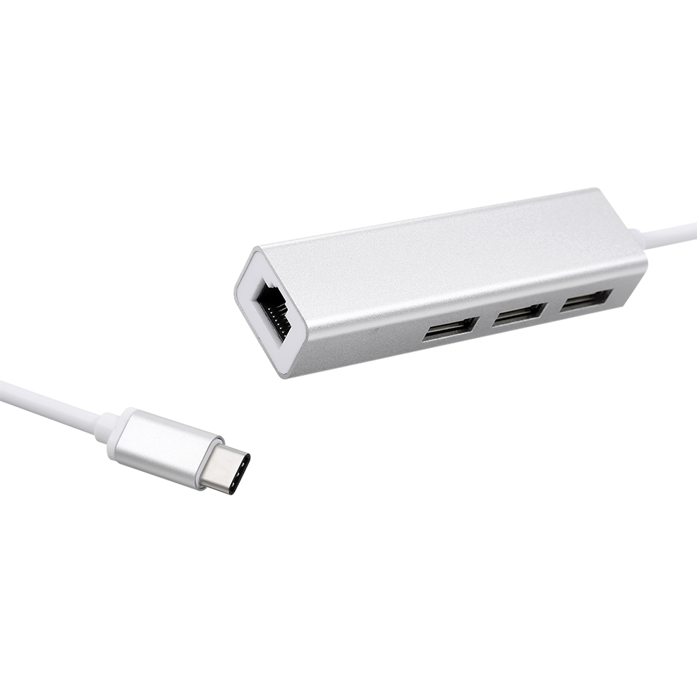 USB-C 3 Port Hub with Ethernet Adapter