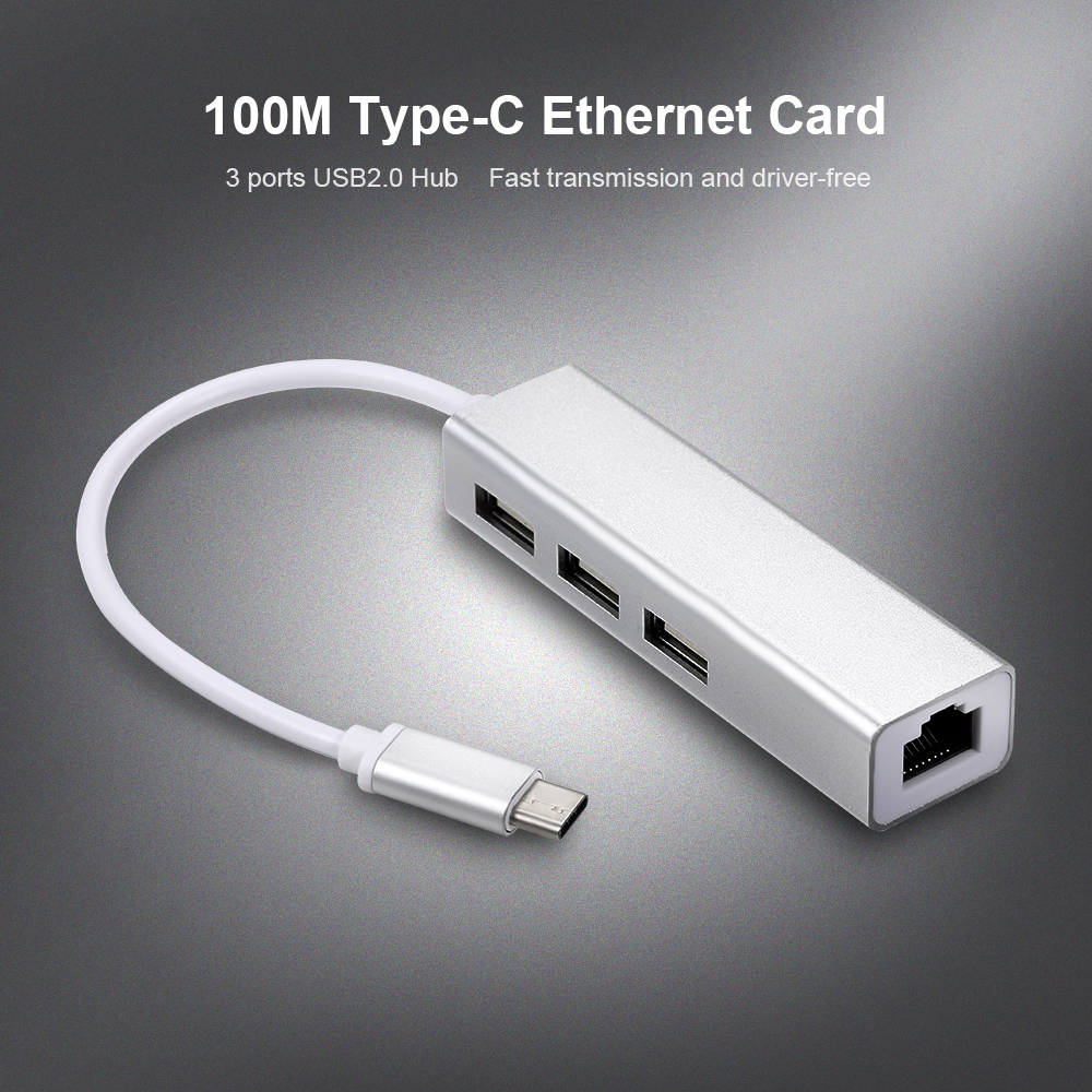 USB-C 3 Port HUB with Ethernet Adapter