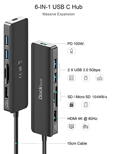 Dockteck USB-C Hub with HDMI & SD Card Reader