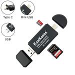 Black USB-C SD/Micro SD Card Reader Adapter