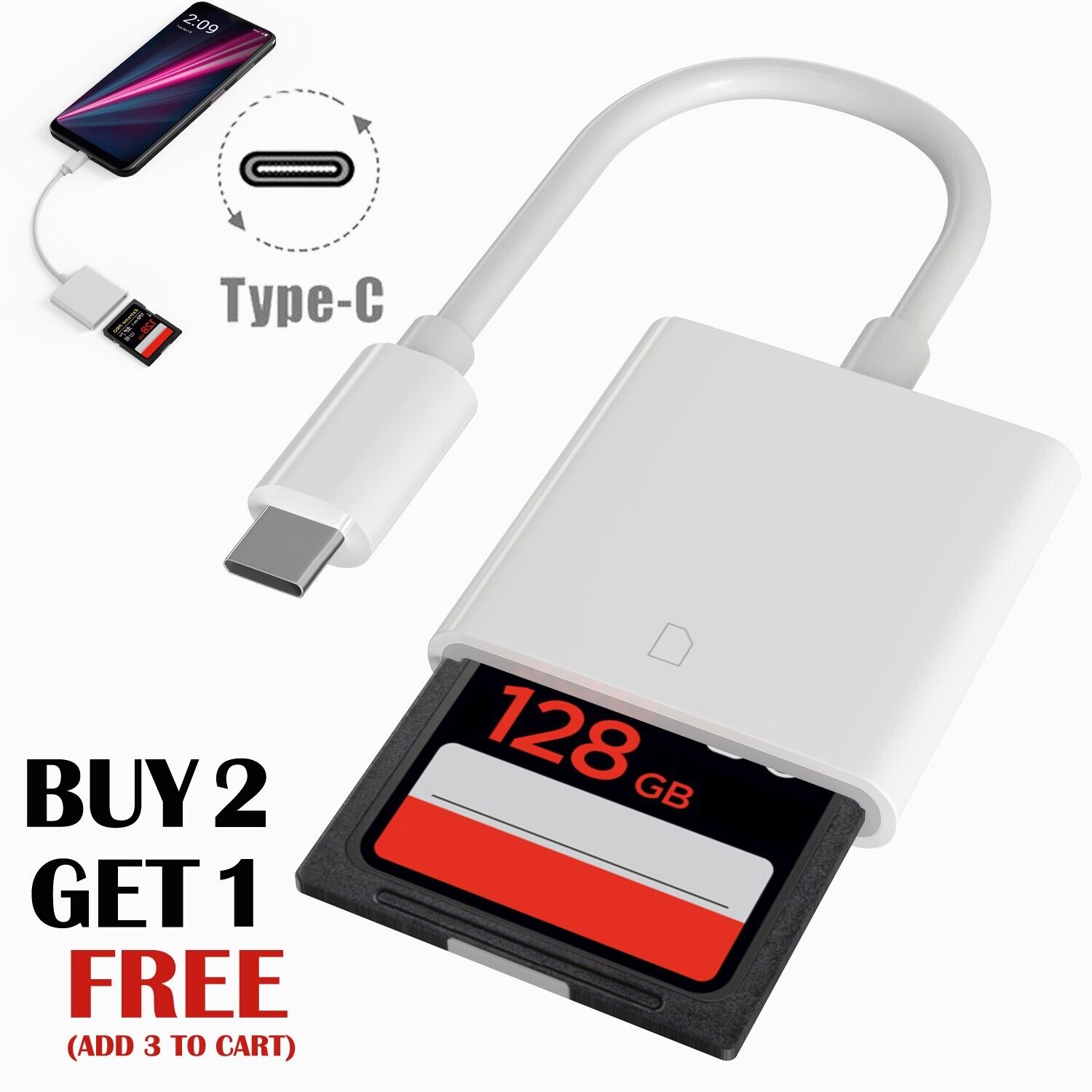 USB-C SD Card Camera Reader Adapter for Samsung