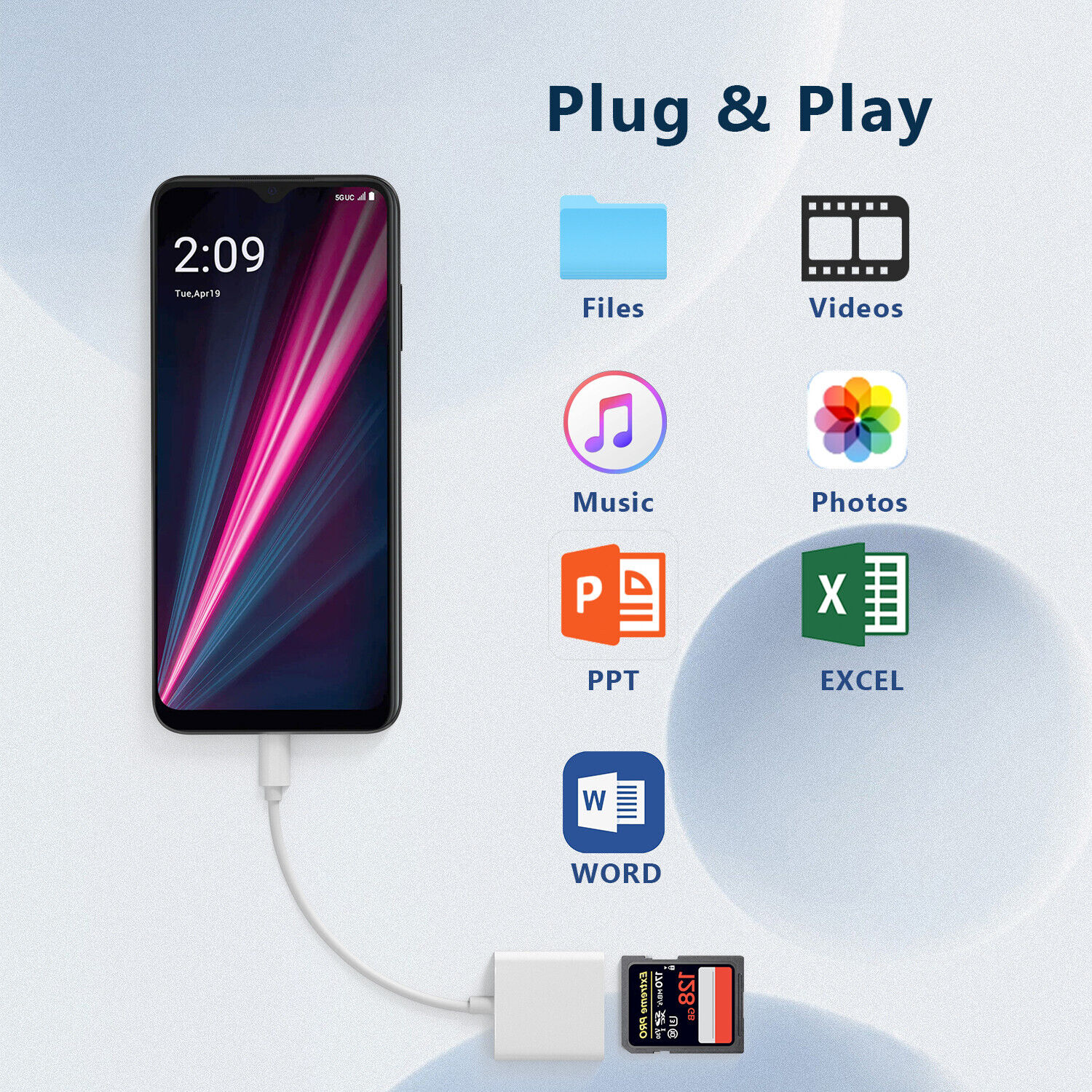 USB-C SD Card Camera Reader Adapter for Samsung