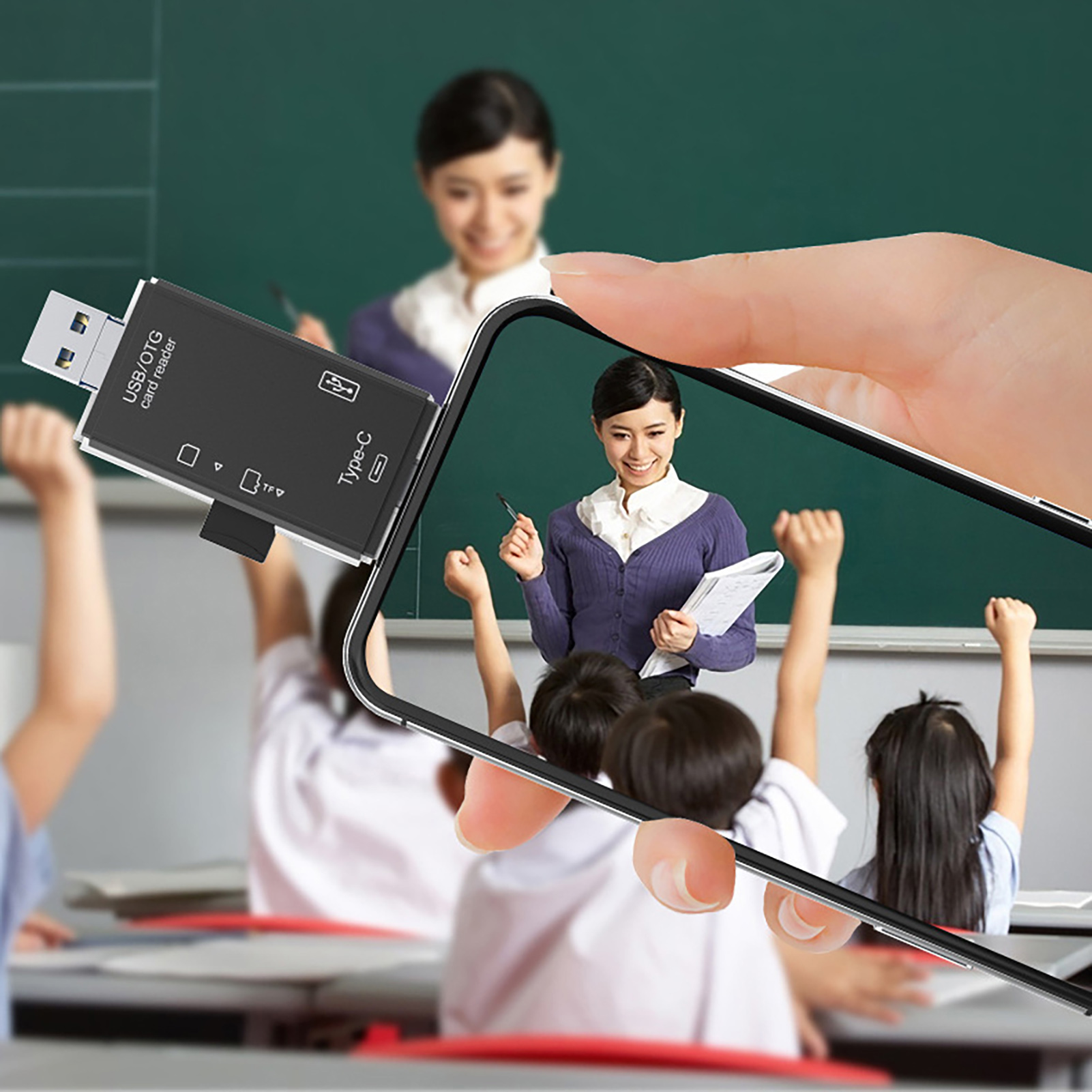 Type-C 6-in-1 Card Reader for Mobiles