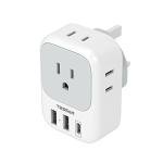 TESSAN Type G Travel Adapter with USB-C