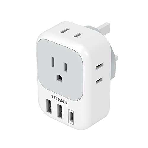 TESSAN Type G Travel Adapter with USB-C
