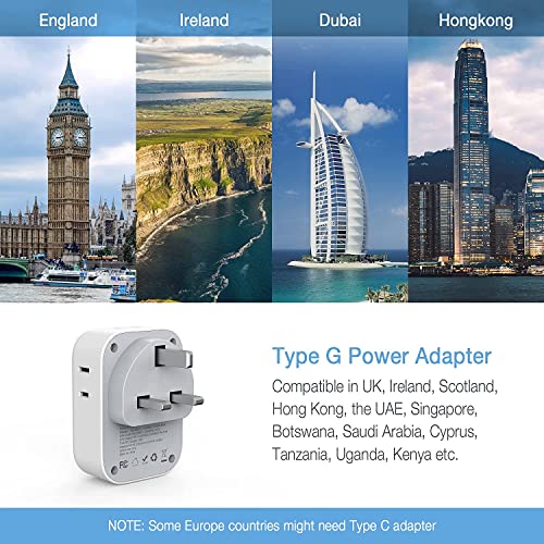 TESSAN Type G Travel Adapter with USB-C