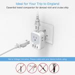TESSAN Type G Travel Adapter with USB-C