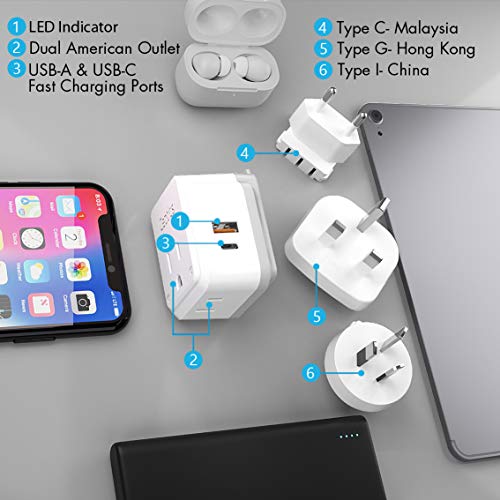 World USB-C Plug Adapter Set with Dual USB
