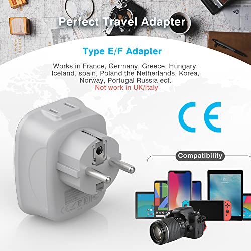 VINTAR 3-Pack Germany Travel Adapter with USB