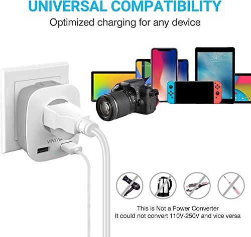 VINTAR 3-Pack Germany Travel Adapter with USB