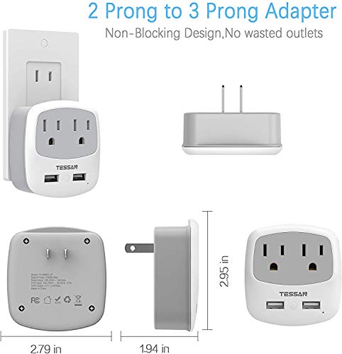 TESSAN USB Outlet Plug Japan Power Adapter