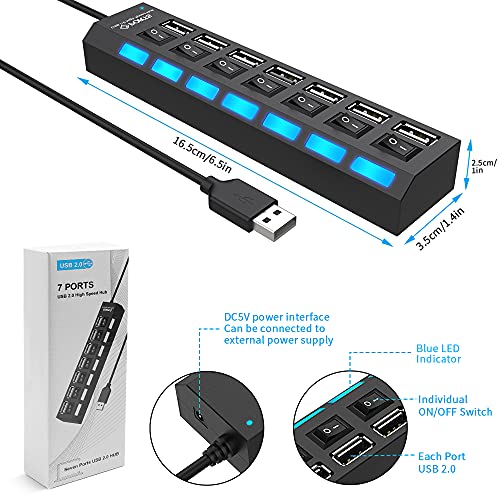 7-Port USB-C Data Hub with LED Switch
