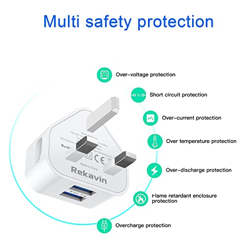 Rekavin Dual Port USB Wall Charger UK