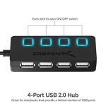 SABRENT 4-Port USB-C Hub with ON/OFF Switches