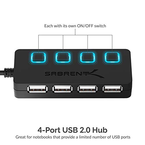 SABRENT 4-Port USB-C Hub with ON/OFF Switches