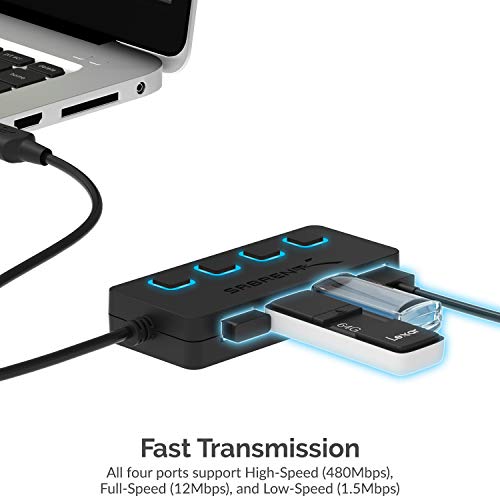 SABRENT 4-Port USB-C Hub with ON/OFF Switches