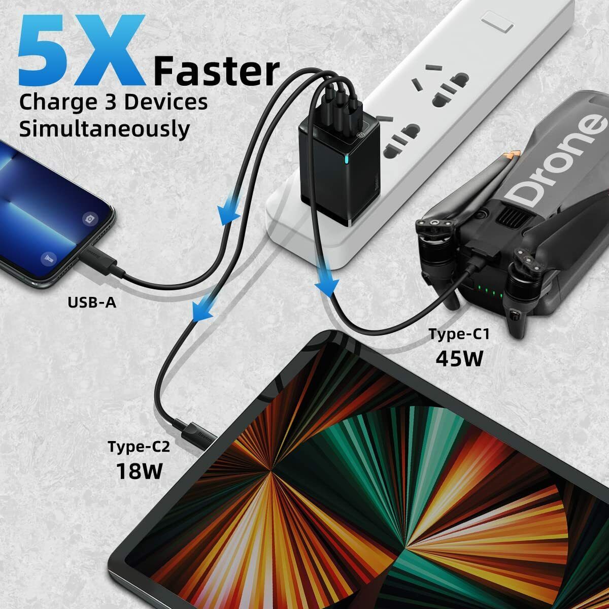 DOOGEE 65W GaN Charger with USB-A