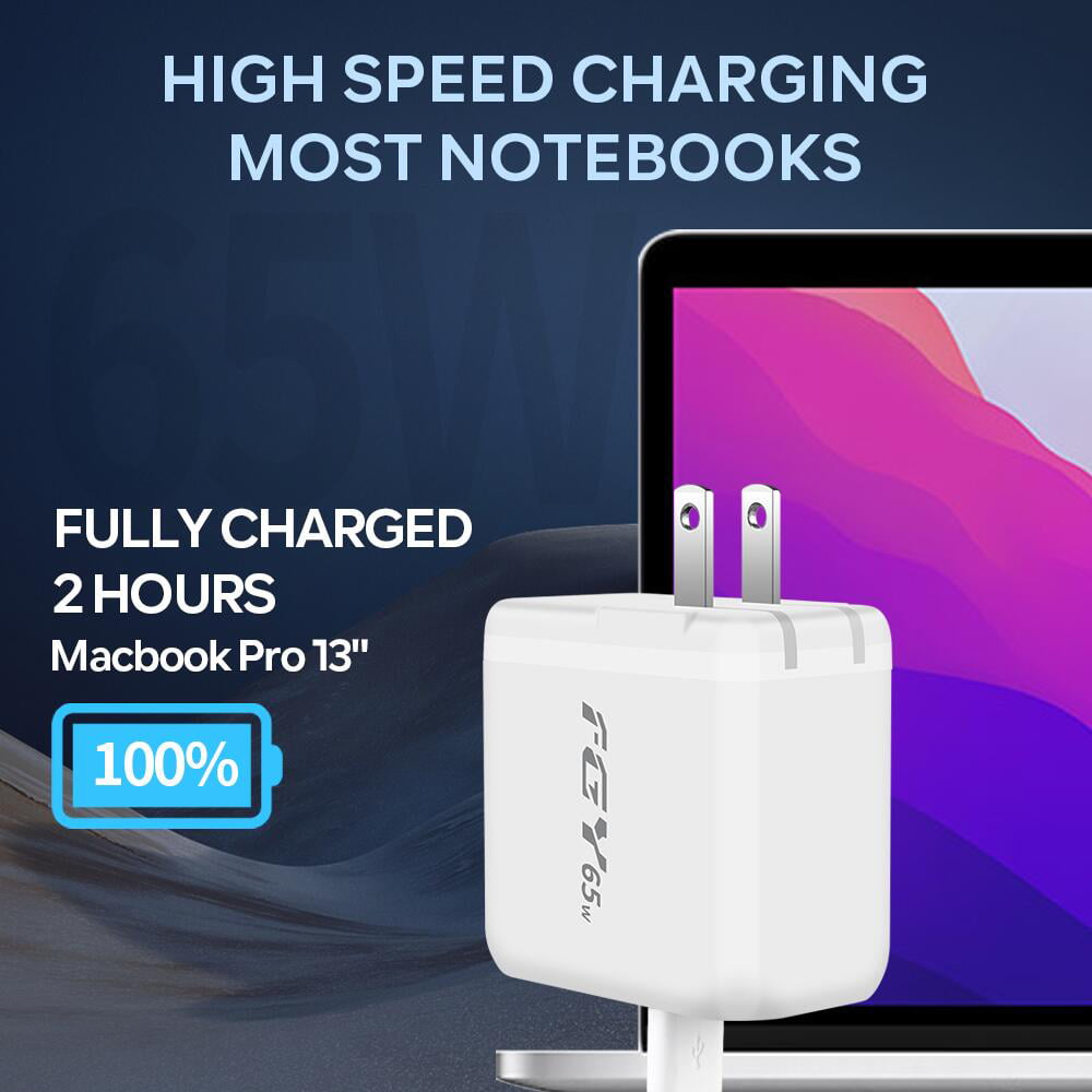 65W 2-Port USB-C Wall Charger (White)