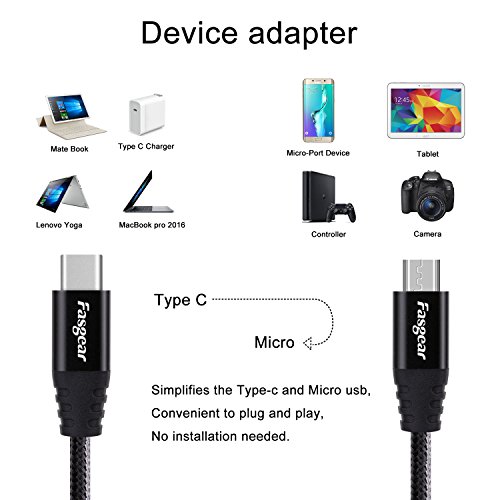 Fasgear USB-C to Micro USB 30cm Cord