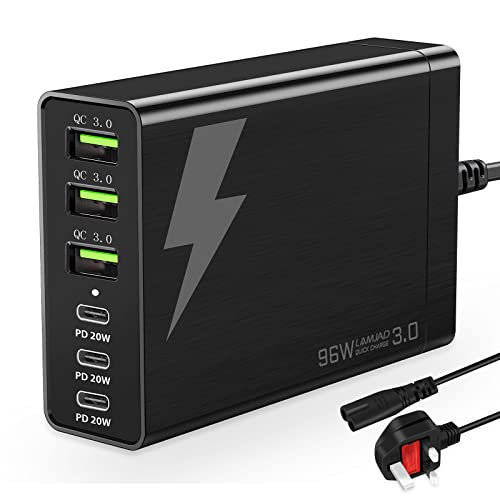 6-Port USB-C Charger with Fast Charging