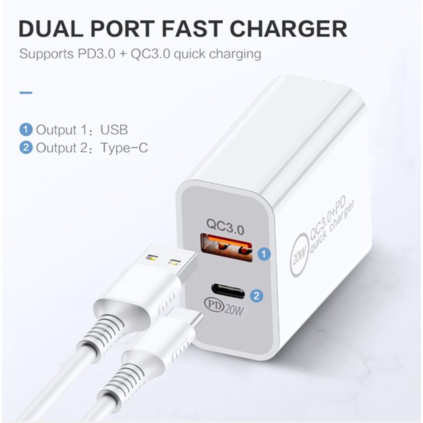 20W USB-C Fast Charger with Dual Ports