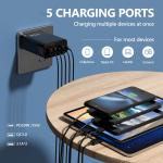 5-Port Fast USB-C Wall Charger Adapter