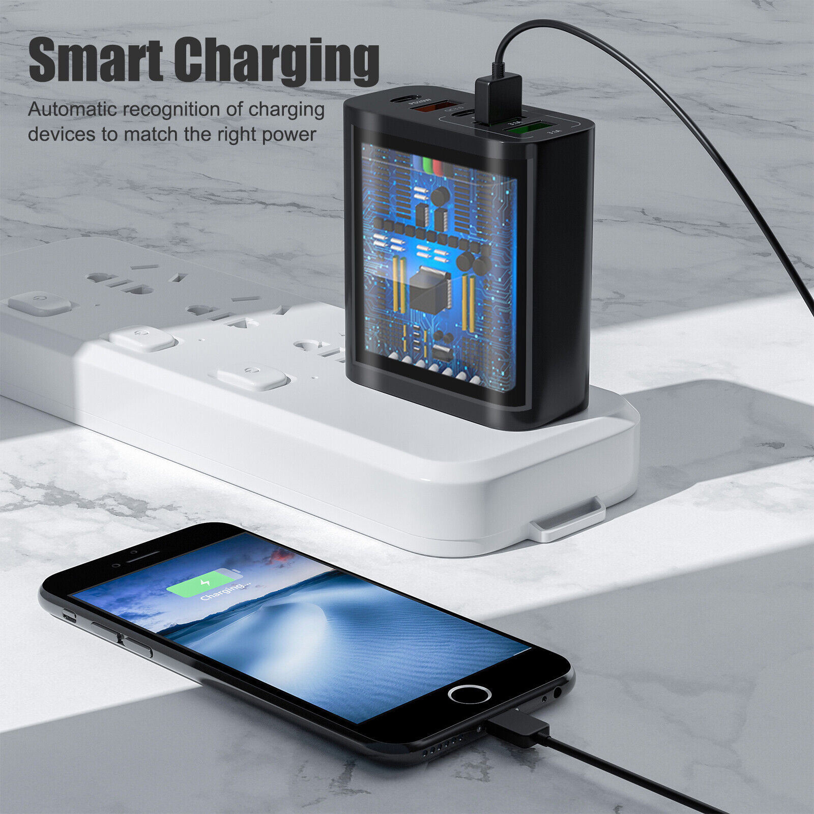 5-Port Fast USB-C Wall Charger Adapter