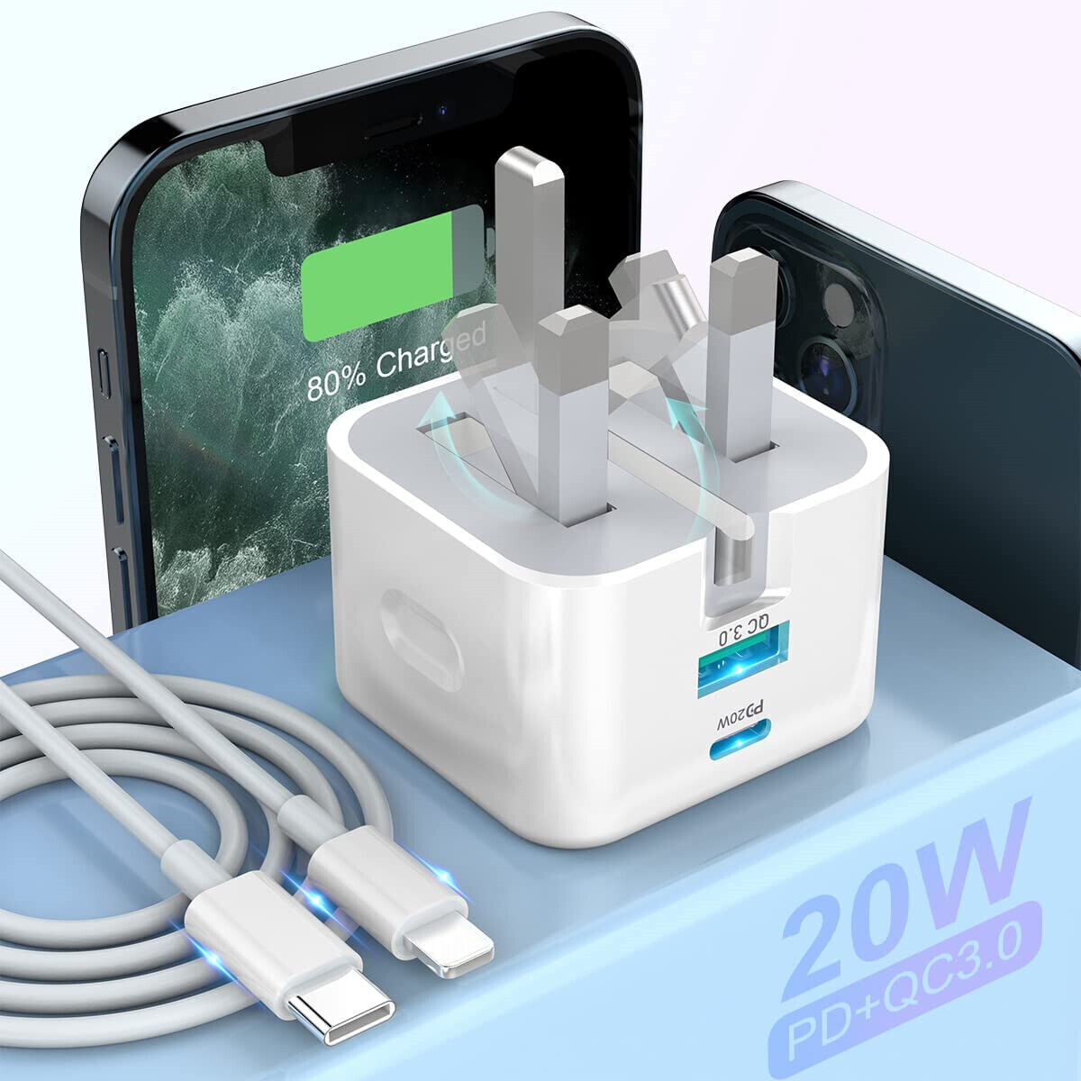 20W USB-C Fast Charger Cable for iPhones