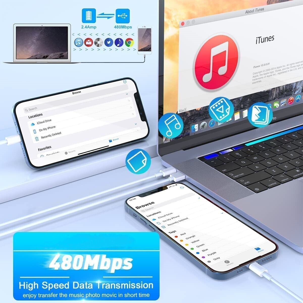 20W USB-C Fast Charger Cable for iPhones