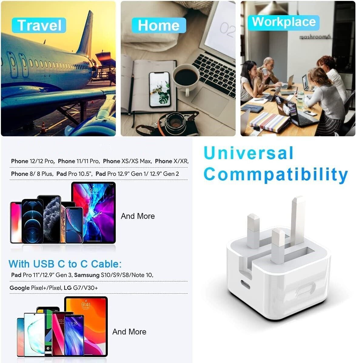 20W USB-C Fast Charger Cable for iPhones