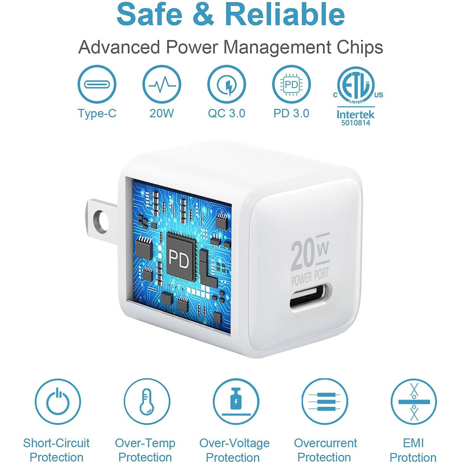 2 Pack 20W PD USB-C Charger + Cables