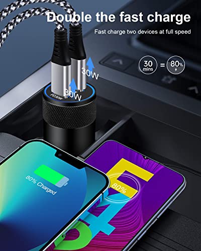 Dual 60W USB-C Car Charger for Fast Charging
