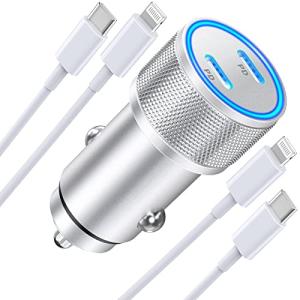 Certified iPhone Car Charger with Lightning Cords