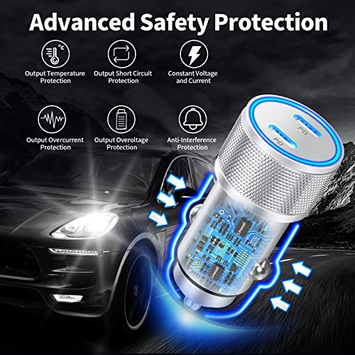 Certified iPhone Car Charger with Lightning Cords