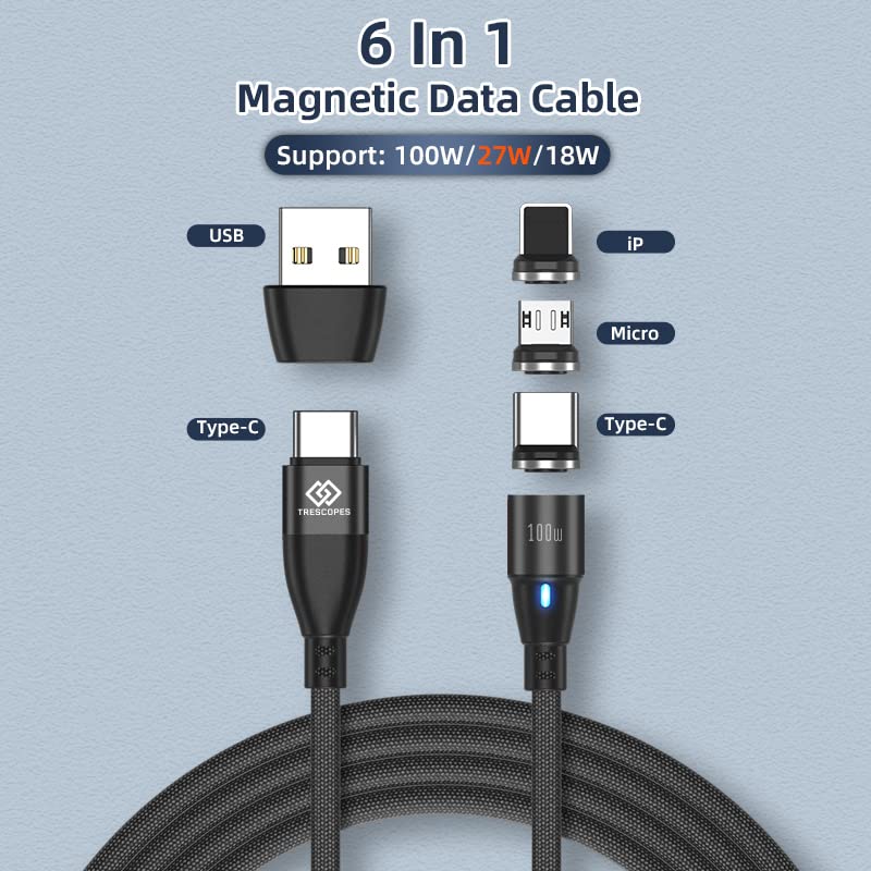 6-in-1 Magnetic USB-C Charging Cable [2 Pack]