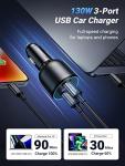 UGREEN 130W USB-C Car Charger with Cable