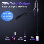 3-Port 75W USB-C Car Charger