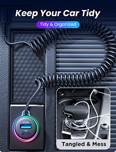 60W USB-C Car Charger with 5ft Coiled Cable
