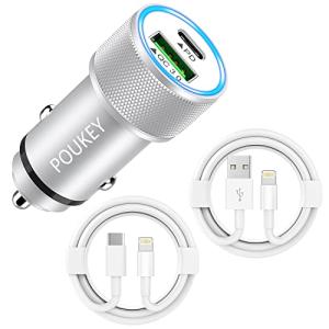 Poukey iPhone Car Charger with USB-C