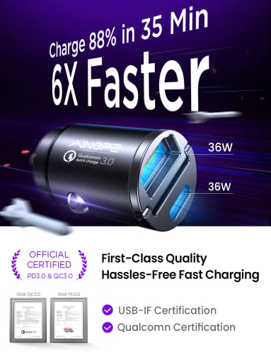 Smallest Fast USB-C Car Charger Adapter