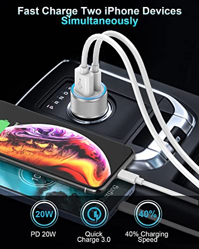 Poukey iPhone Car Charger with USB-C