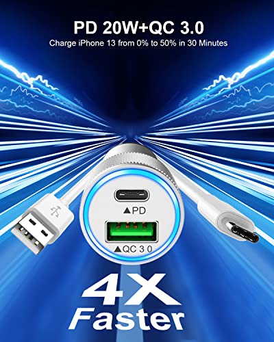 Poukey iPhone Car Charger with USB-C