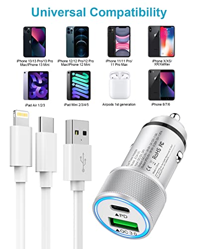 Poukey iPhone Car Charger with USB-C