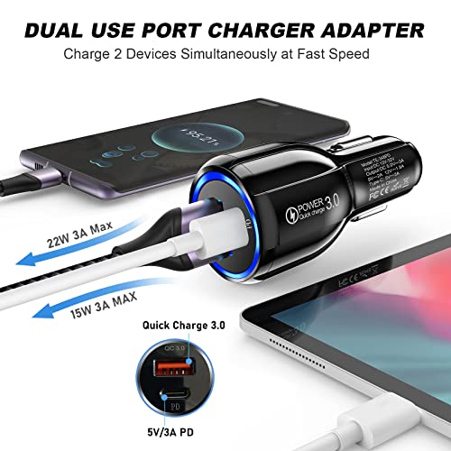 Dual-Port USB-C Car Charger for Mobile Devices